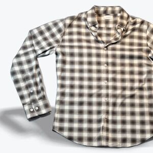 Savannah Long Sleeve Button Down Lightweight Check Plaid Tencel Blend Small